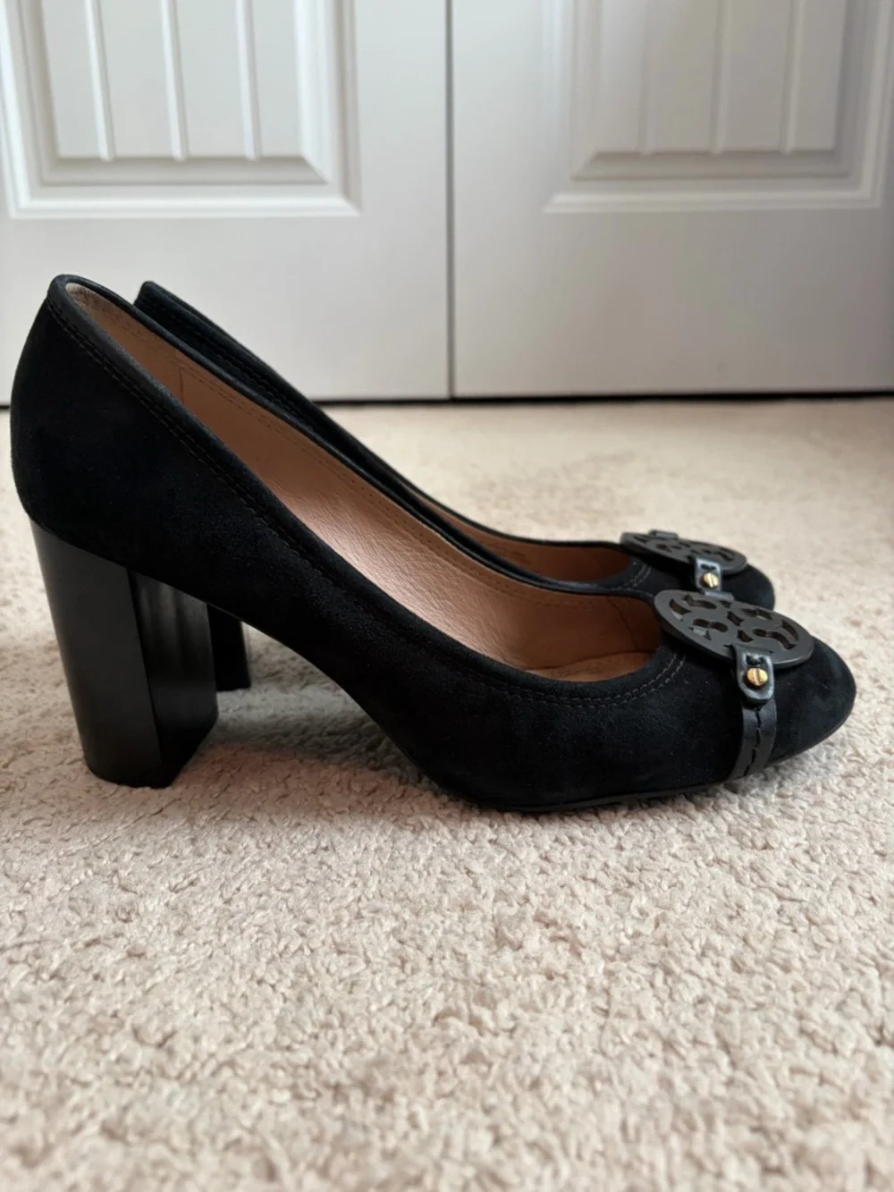 Tory Burch Mini Miller Black Suede Leather Pump Women's Size 9.5